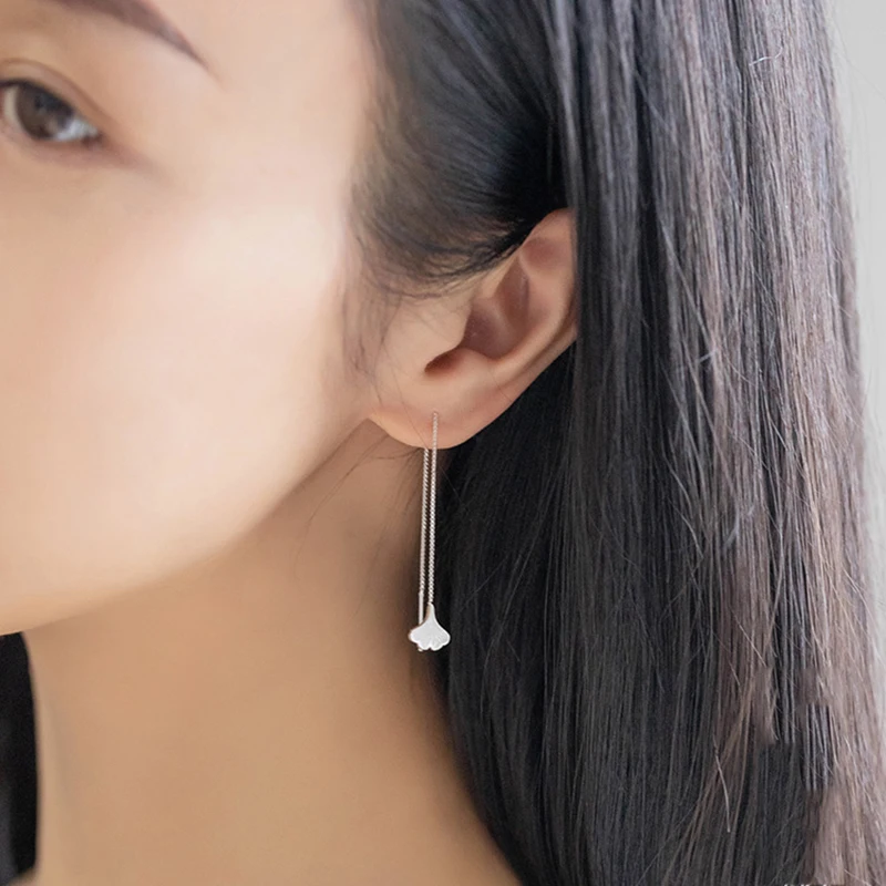 Гинко лист длинные кисти линия Jhumka проходческие серебряного цвета медные серьги для женщин модные трендовые корейские украшения подарок.