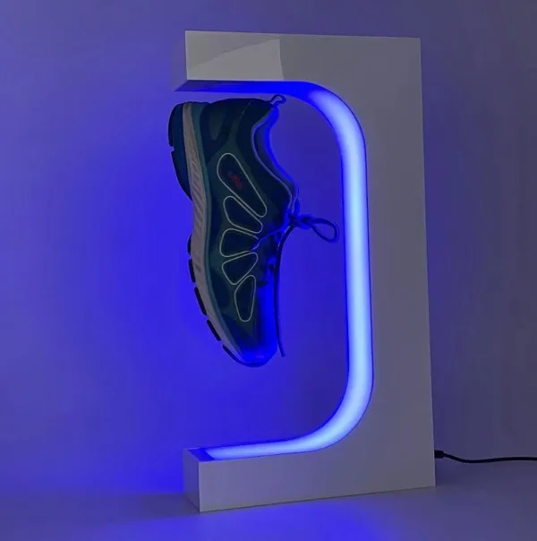 

New Custom Magnetic Levitation Shoe Display Floating Sneaker 360 Light Stand Rotate