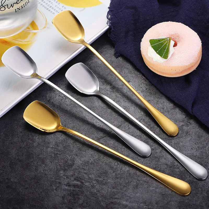 

Creative Stainless Steel Long Handle Shovel Spoon Coffee Ice Cream Cake Shovel Spoon New Tableware with Gift Accessories