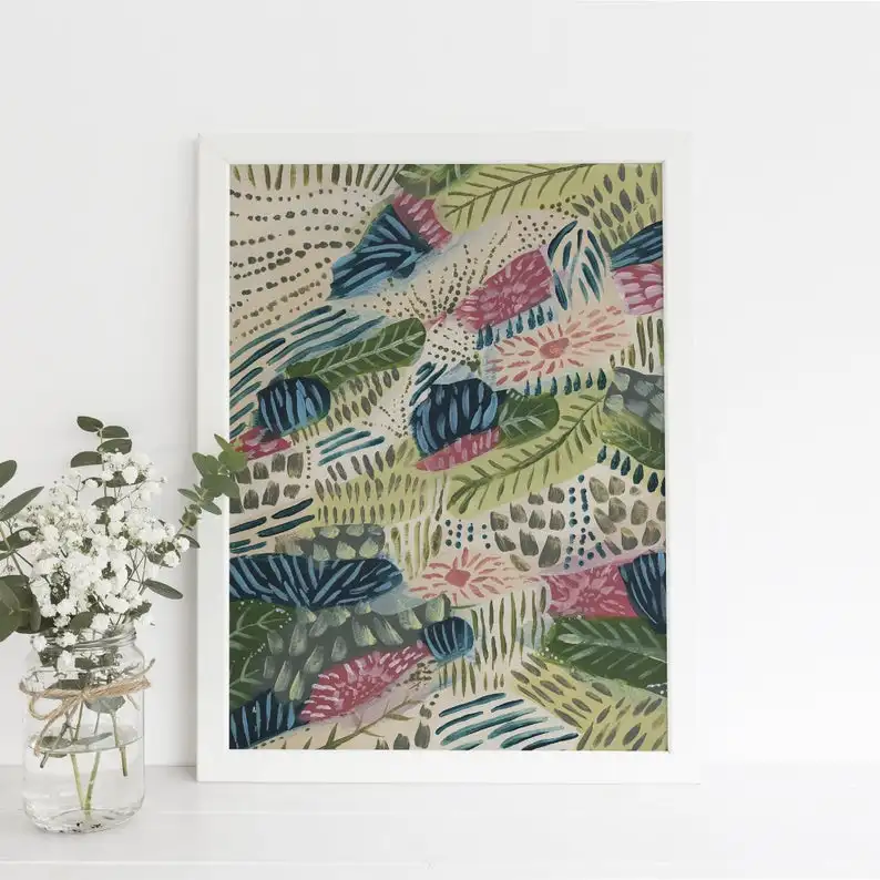 

Красочная живопись дикий цветок поле абстрактная живопись современный богемный Бохо Цветочная стена искусство или CanvasBig масляная живопись...