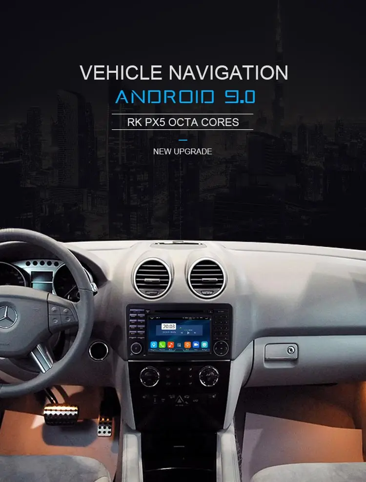 LJDA 2 Din Android 9,0 Автомагнитола для Mercedes Benz ML CLASS W164 ML350 ML300 Автомобильный мультимедийный плеер стерео аудио gps DVD wifi DSP