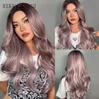 Длинные волнистые синтетические парики henmargu, фиолетовые натуральные волосы для косплея и Хэллоуина, парики из термостойкого волокна для женщин на каждый день, для вечеринки