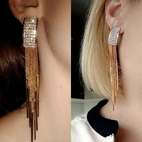 fashionable tassel gold and silver color earrings crystal long pendant pendant gift jewelry for women