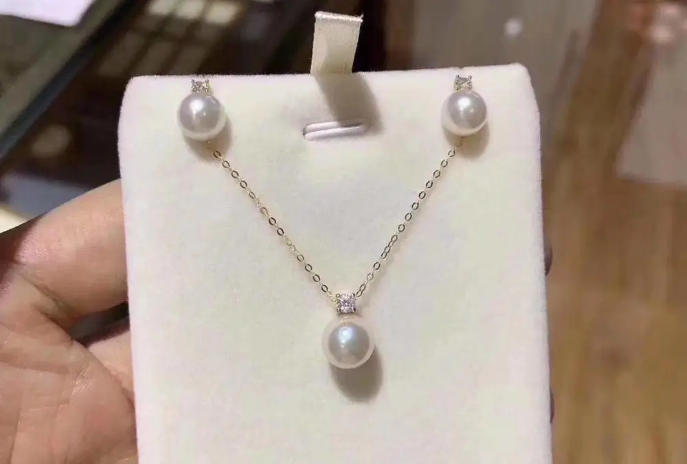 

Princess 18K Gold Stud Earrings Pendant Set Mountings Settings AU750 Jewelry Findings Mounts for Pearls Jade Coral Crystal Beads