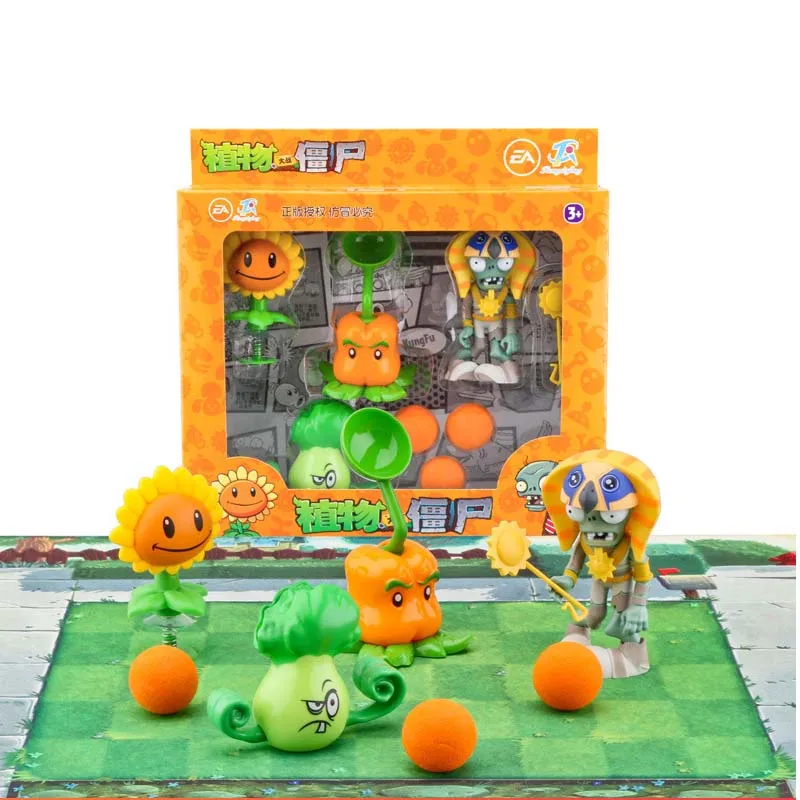

4pcs/lot Plants vs Zombies FiguresToys Sunflower Bonk Choy Pepper-pult Ra Zombie Ejection Game Toy Gift for Kids No Box