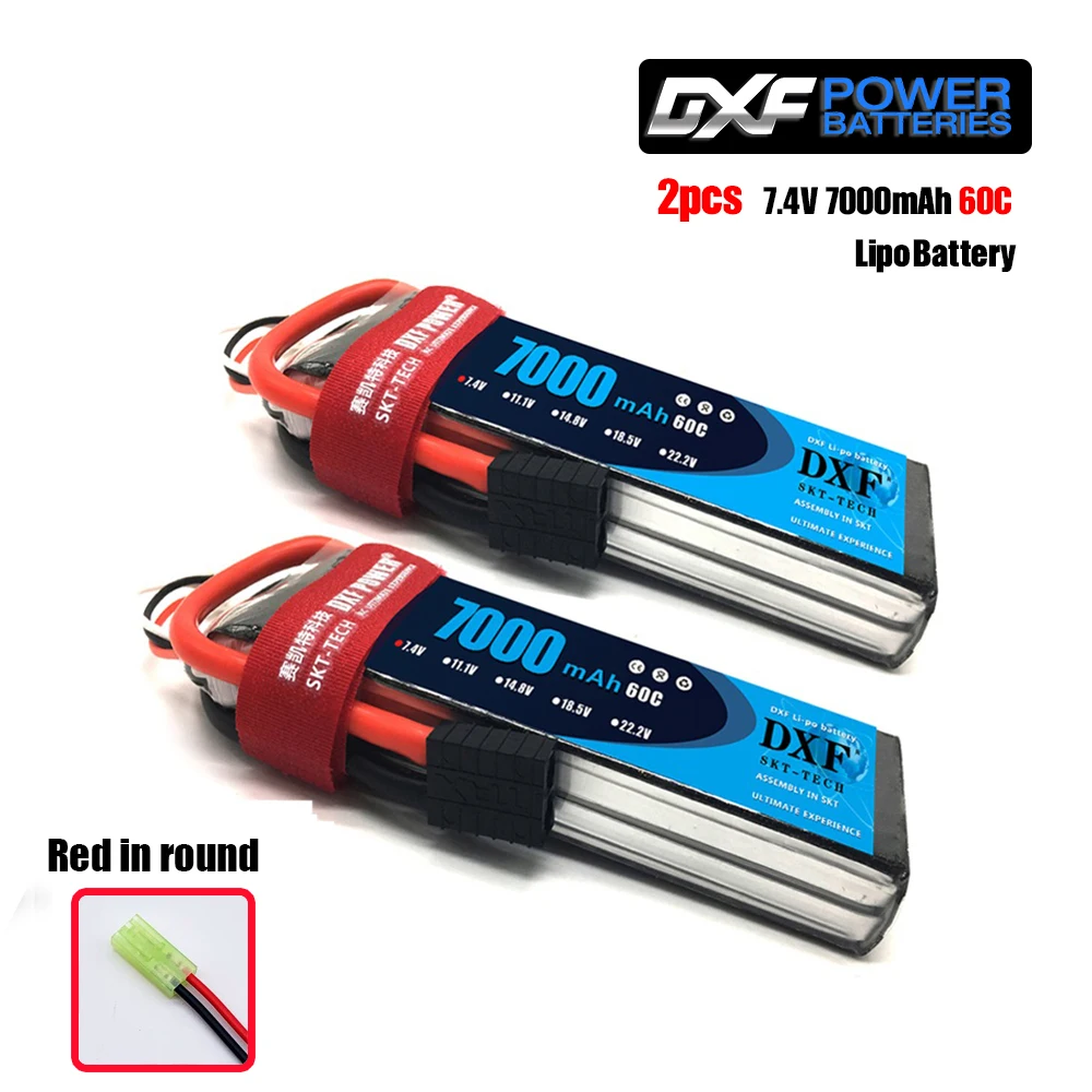 2 шт. DXF RC Lipo батарея 2s 7,4 V 2700mAh 20C 7000 60C 14,8 V 7000 60C для Wltoys 12428 feiyue 03 RC Q39 Запчасти для обновления - Цвет: 2S7000mahRED