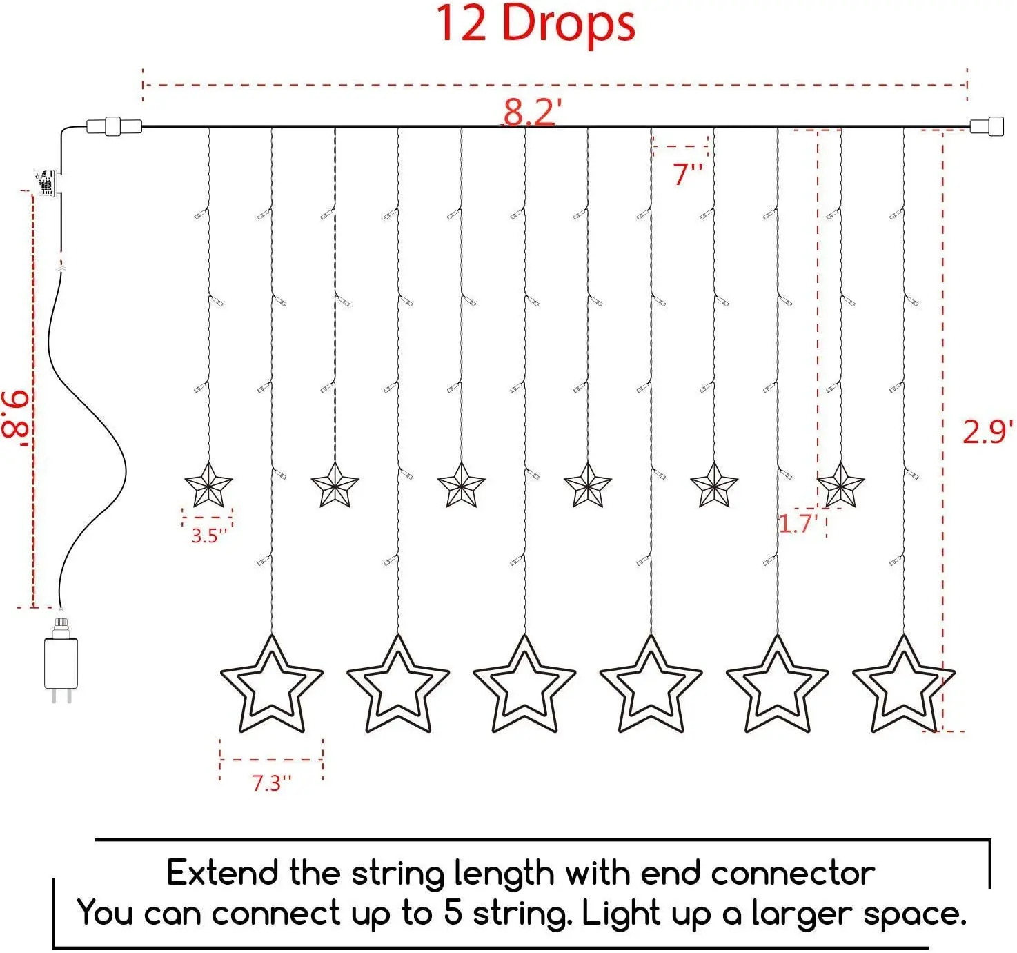 

220V EU Plug Moon Star LED Curtain Lights Christmas Fairy Garlands Outdoor LED Twinkle String Lights Holiday Festival Decoration