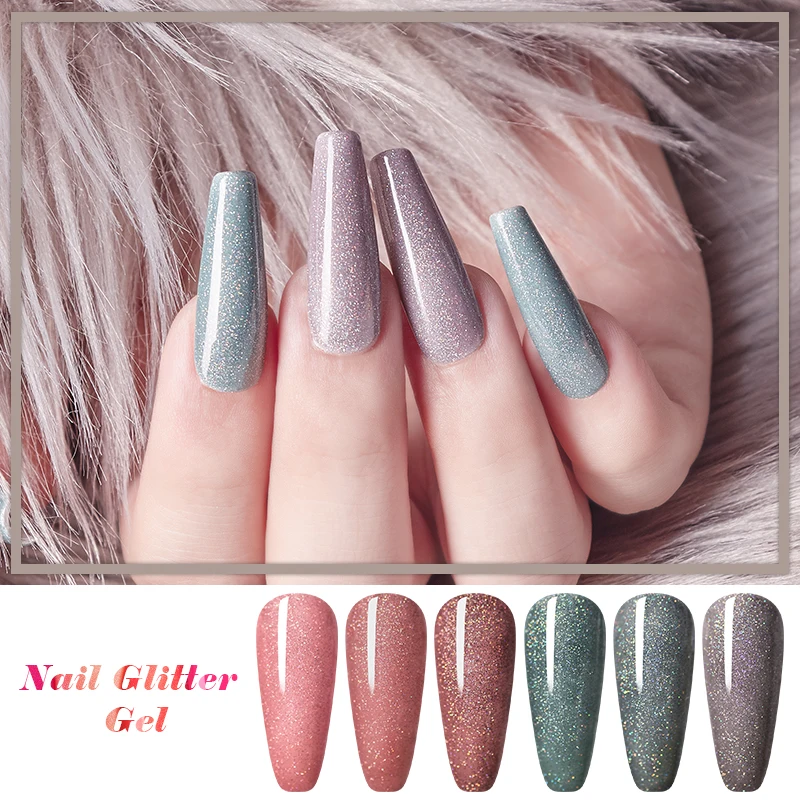 FOUR LILY Nail Glitter Gel 5ml Holographic Polish Shimmer Soak-Off UV LED Long-lasting Varnish Manicure DIY Lacquer | Красота и