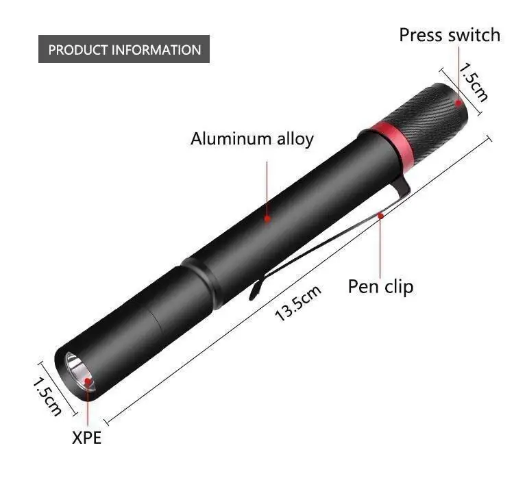 

LED Mini XPE Pen Light Portable Waterproof Outdoor Flashlight for Emergency Camping