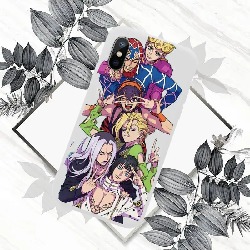 

Jojo Anime Bizarre Adventure Phone Case White Candy Color for iPhone 11 12 mini pro XS MAX 8 7 6 6S Plus X SE 2020 XR