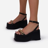 retro women sandals flat platform ladies wedge womens shoes woman casual buckle strap chain female summer 2021 new