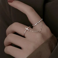 metal chain cross combination open ring hip hop punk fashion personality index finger ring women jewelry gift party accessories