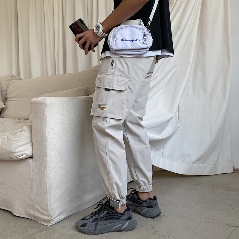 

Брюки-карго мужские черные, с карманами, в стиле хип-хоп