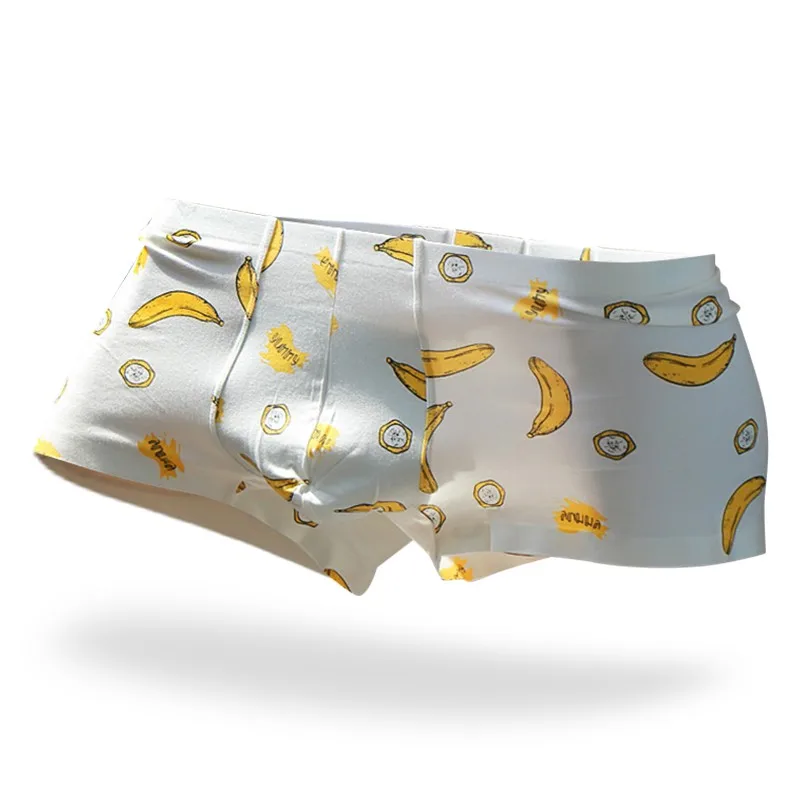 Мужское хлопковое модное нижнее белье с принтом банана из мультфильма дышащие