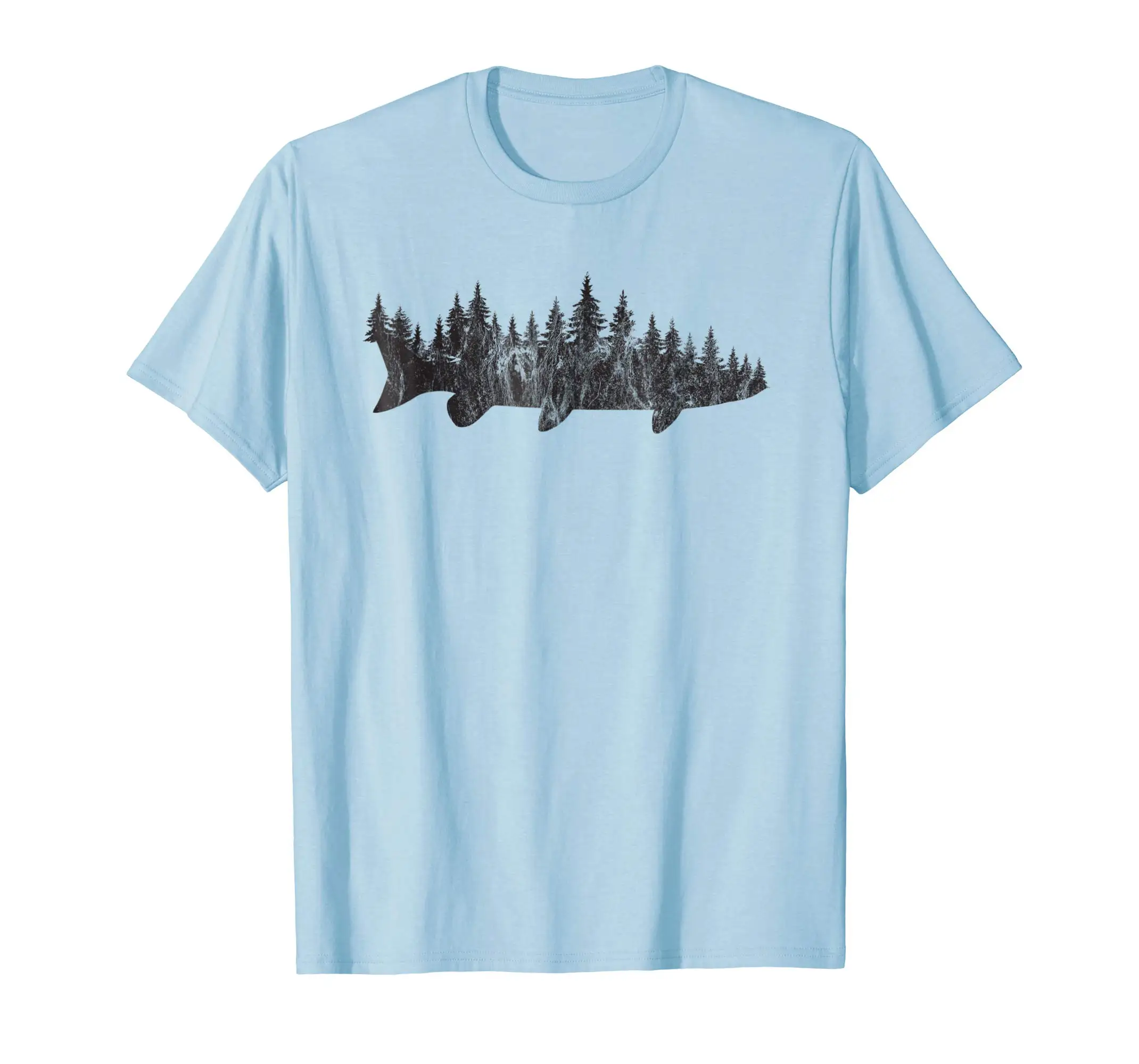 2019 Fashion Men T shirt Musky Pine Forest Treeline Outdoor Fishing Angler Shirt | Мужская одежда