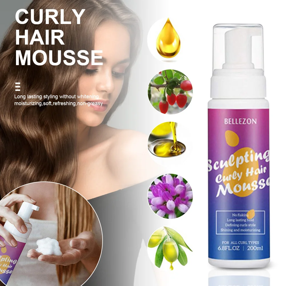 

200ml Hair Styling Mousse Natural Curl Enhancing Mousse Moisturizing Frizz-Free Wave Curl Hairstyle TreatmentMousse For Women