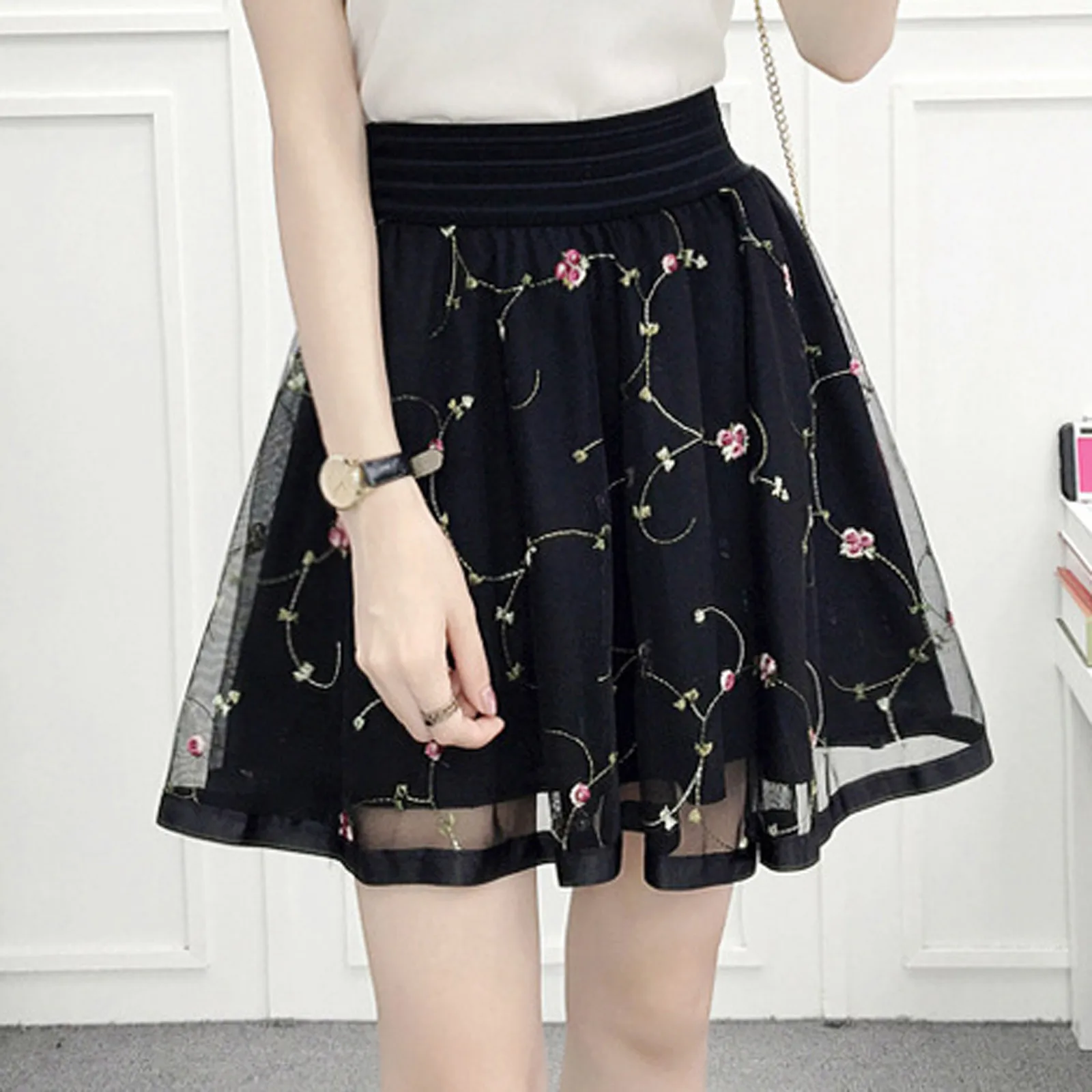 

JAYCOSIN Женская Нижняя юбка, Женская юбка, Милая Короткая юбка для косплея в стиле хиппи с цветочным принтом, юбка с высокой талией, Новинка