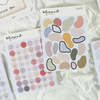 morandi color round cute smiley face expression stickers bullet journaling accessories scrapbook diy hand account deco stickers