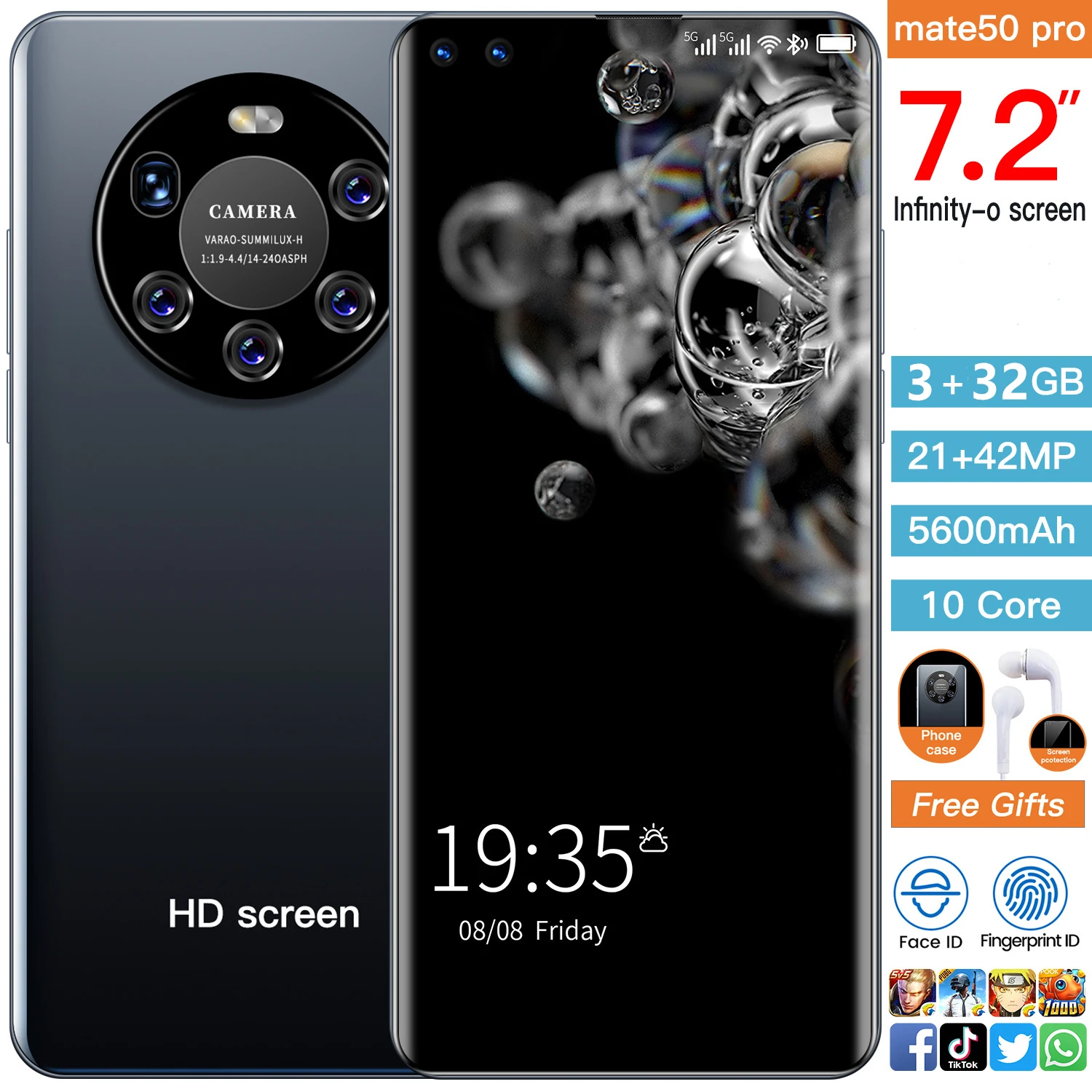 Cectdigi Mate50 Pro смартфон экран 6 5 дюйма десять ядер 3 ГБ + 32 | Мобильные телефоны и