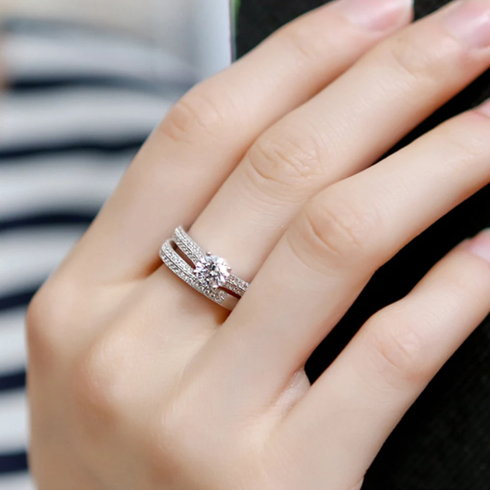 Женское роскошное белое свадебное кольцо набор модных серебряных украшений 925