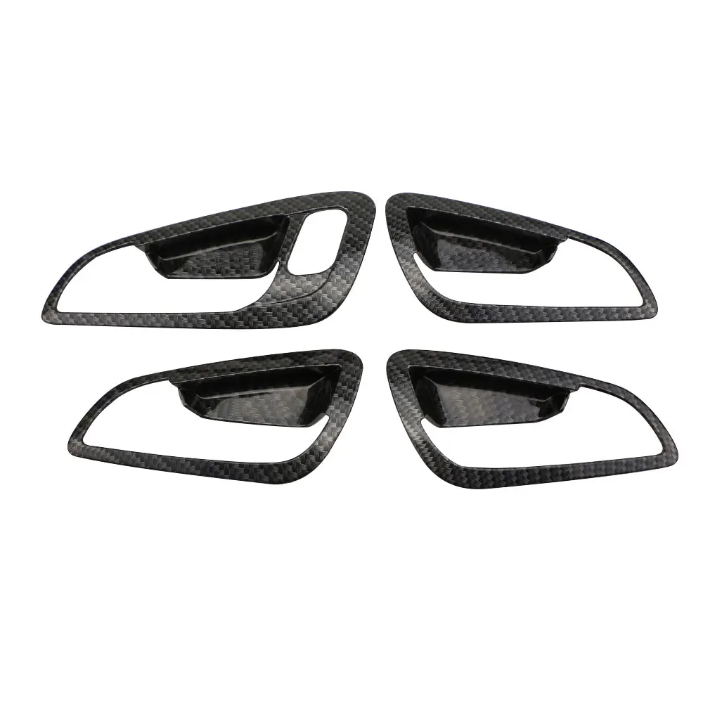Wood Black Автомобильная внутренняя дверная ручка Защитная крышка ручки для автомобильных дверей наклейка для Ford Focus 3 4 MK3 MK4- LHD аксессуары - Название цвета: Wood Black
