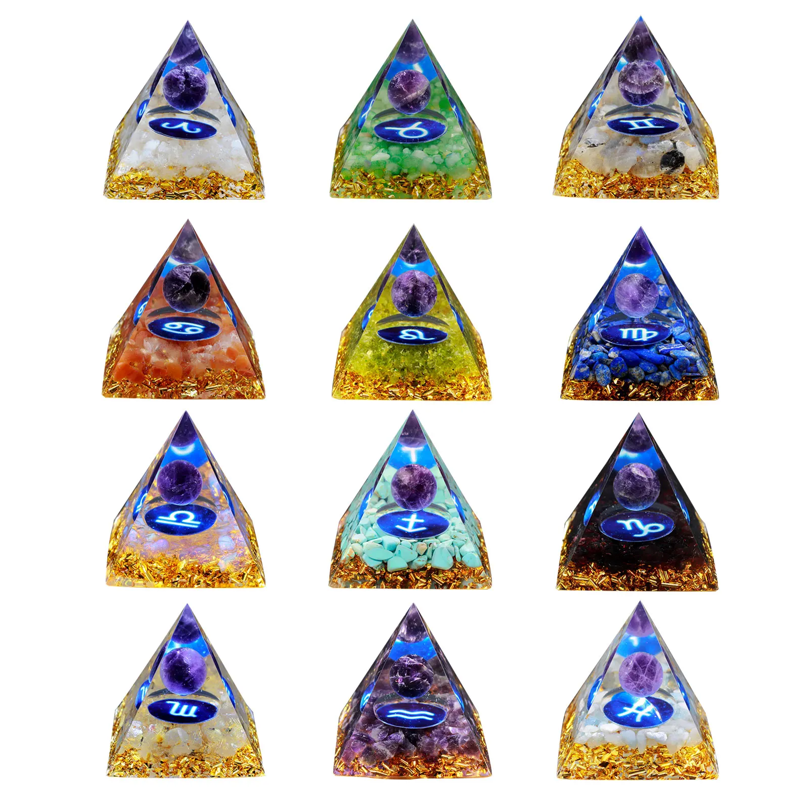 

Constellations Crystal Pyramid Energy Generator Meditation Yoga Natural Healing Crystal Pyramid Stones Zodiac Pyramid Crystal