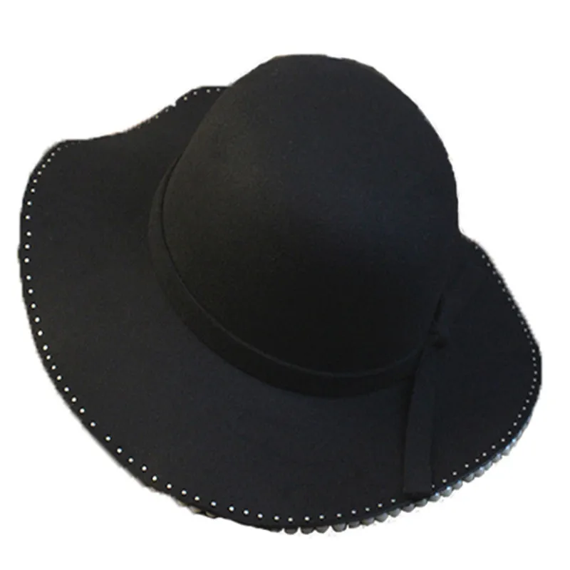 Женская шапка Элегантная черная осенне-зимняя корейская модная шерстяная шляпа