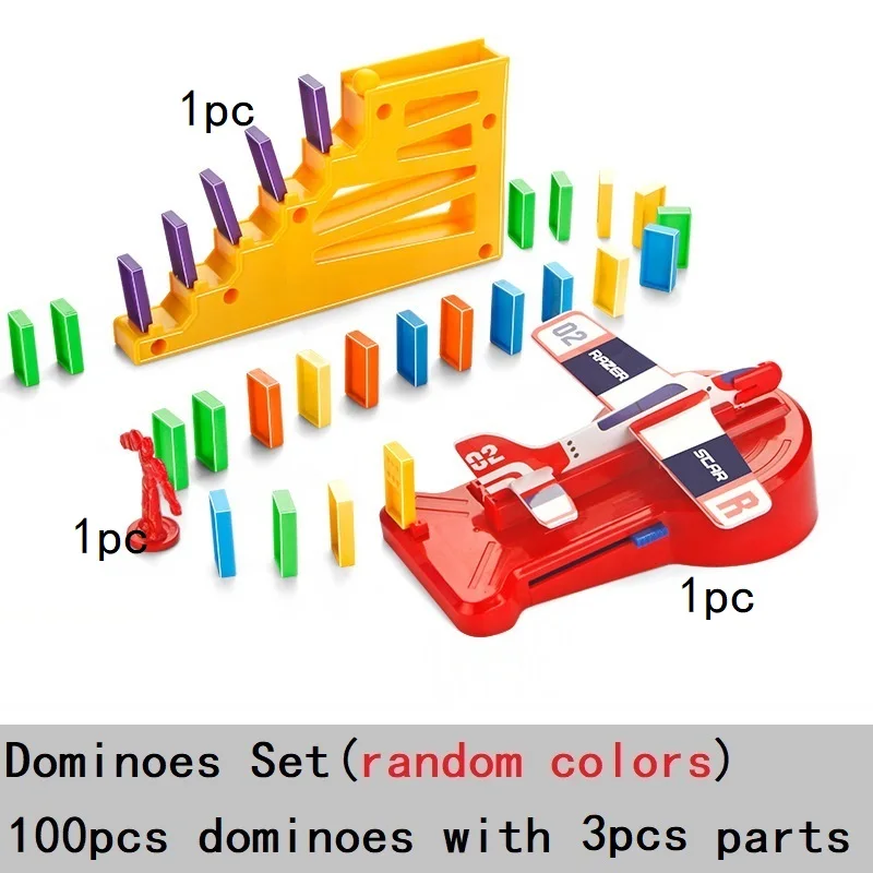 100pcs domino blocks train plastic toys color kids early educational dominoes plane games for children boy girsl christmas gift free global shipping