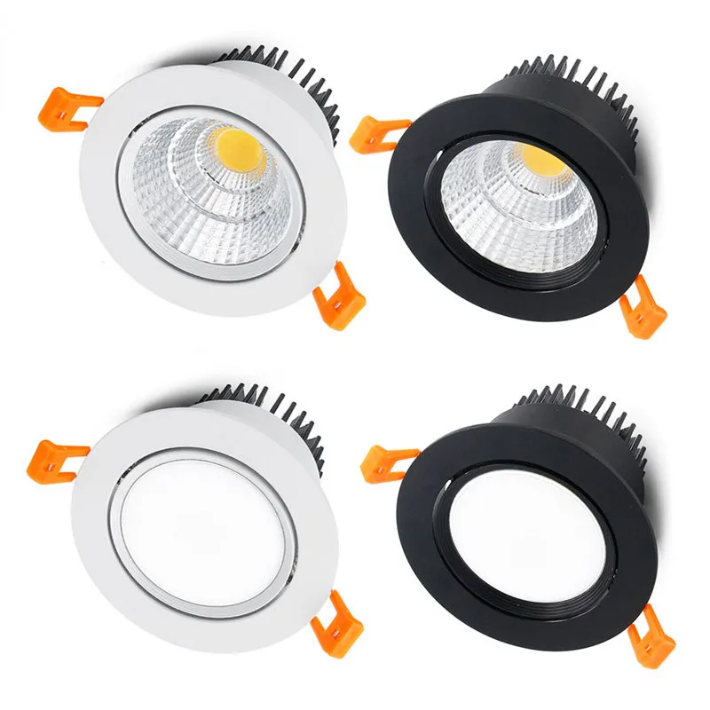 Conduziu a Luz do Ponto da Lâmpada do Teto Conduziu a Iluminação Interna da Lâmpada Tipos Redondos Pode Escurecido Recessed Led Downlight 5w7w9w12w15w18w Cob Ac85-220v 4 Ser