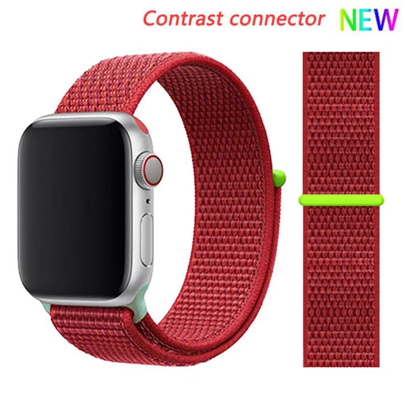 Нейлоновый ремешок для Apple watch 5 ремешок 44 мм 40 мм iWatch ремешок 42 мм 38 мм спортивный ремешок для часов Браслет Apple watch 4 3 2 1 38 40 44 мм - Цвет ремешка: NEW Red 9 hit