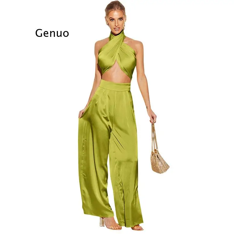 Sexy Bodycon Rompers Womens Jumpsuit Workout Active Wear Sleeveless 2021 Summer Satin Jumpsuits Skinny Fashion Club Party |