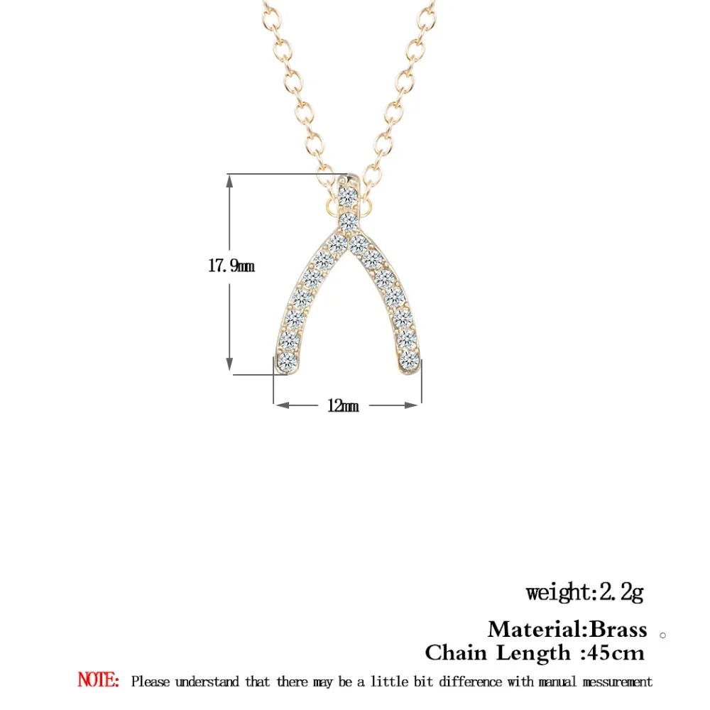 Chandler 10pcs/Lot Wishbone Pendant Necklaces Filled Clear Crystal Chain Link Lucky Choker Love Jewelry For Women | Украшения и