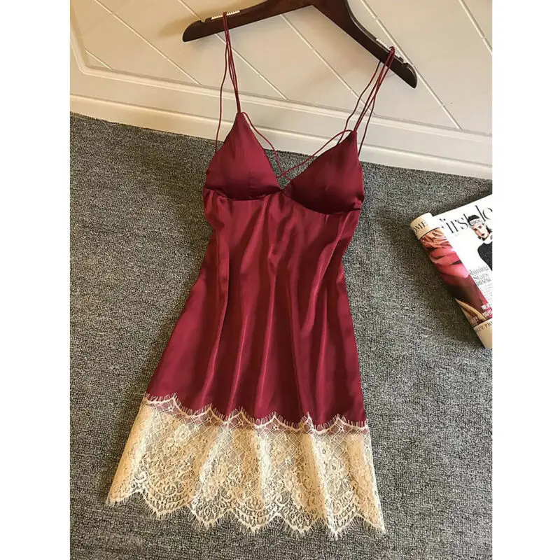 Модное женское платье кружевное сексуальное белье свободная атласная шелковая