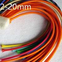 orange pet braided wire sleeve 3 4 6 8 10 12 20mm tight high density insulated cable protection expandable sheath single