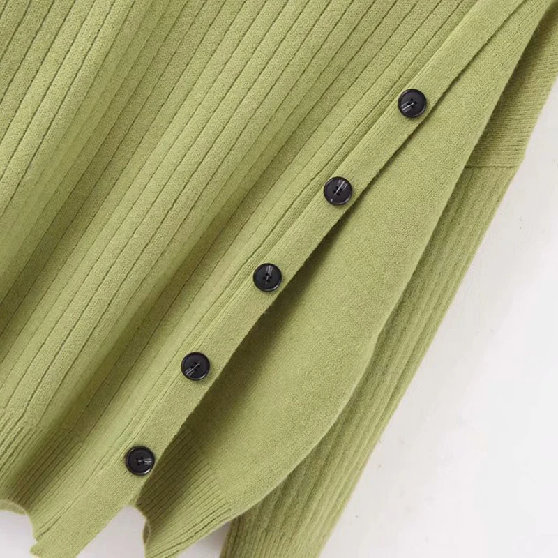 

Women Long Sleeve Button Pullover Sweaters 2019 Casual Female Asymmetrical Top Autumn Winter Tunic Fashion Turtleneck Sweater