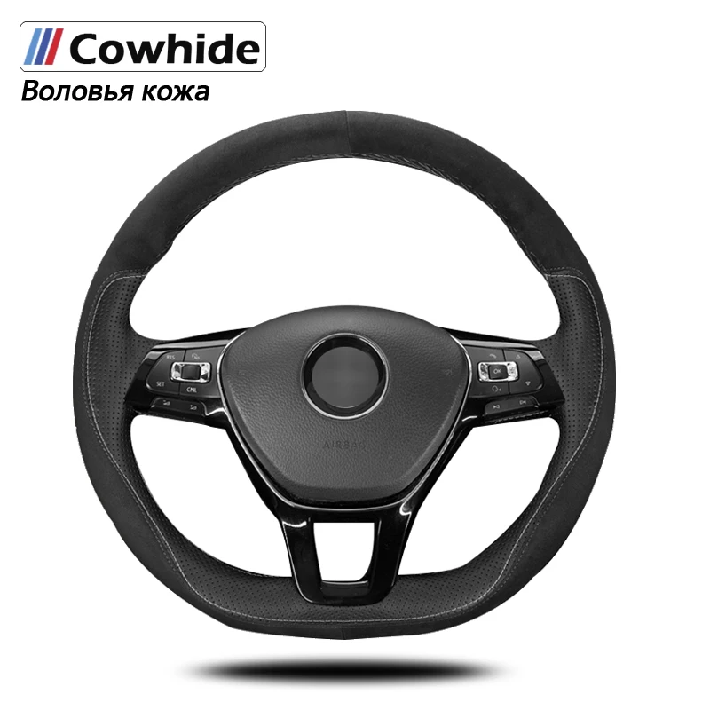 

Чехлы для руля из натуральной кожи для Volkswagen VW Golf 7 Mk7, новинка, поло, Passat B8, Tiguan, Sharan, Jetta