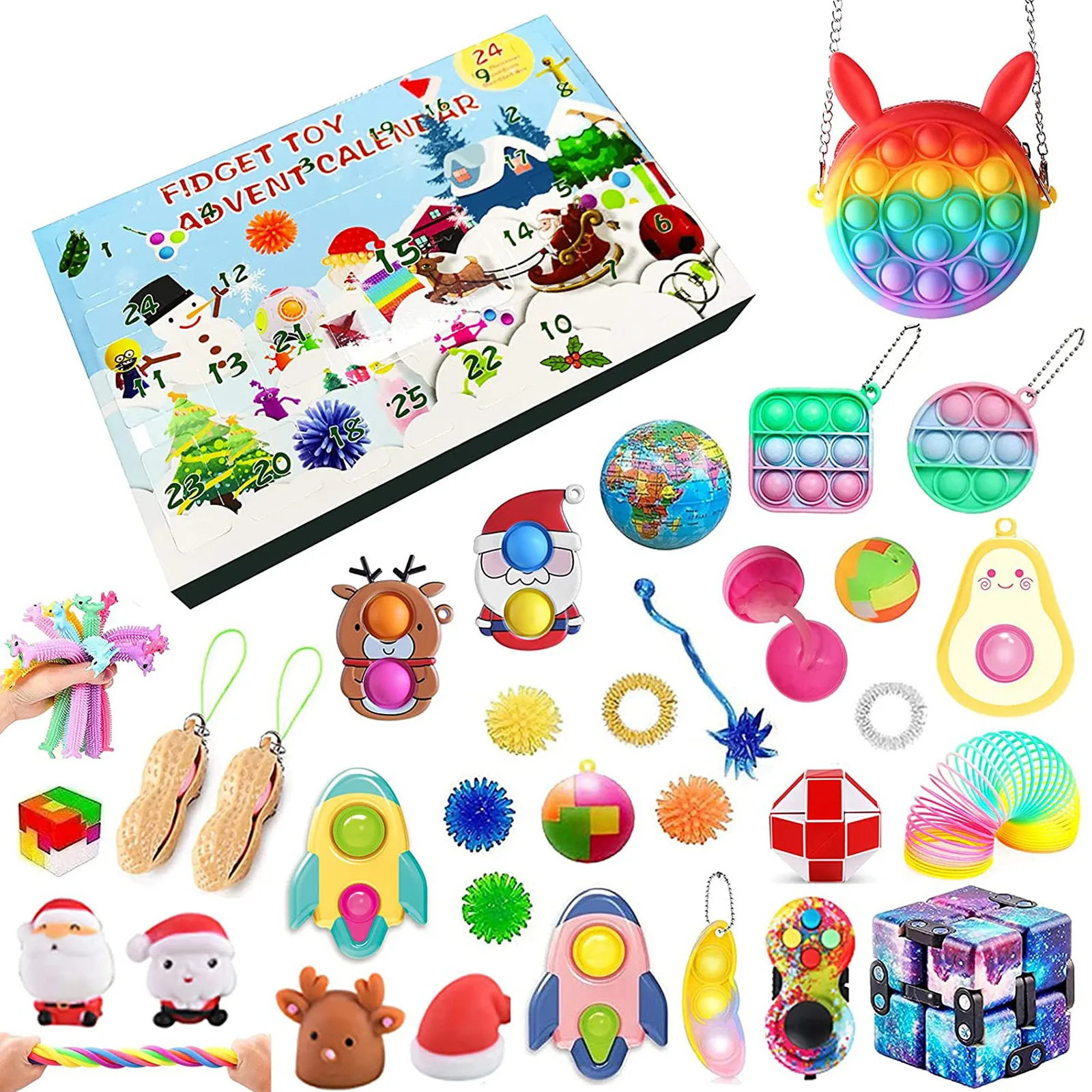 

Push Antistress Fidget Toys Pack Special Sensory Christmas Countdown Calendar Set Advent Calendar Gift Box Xmas Holiday Party