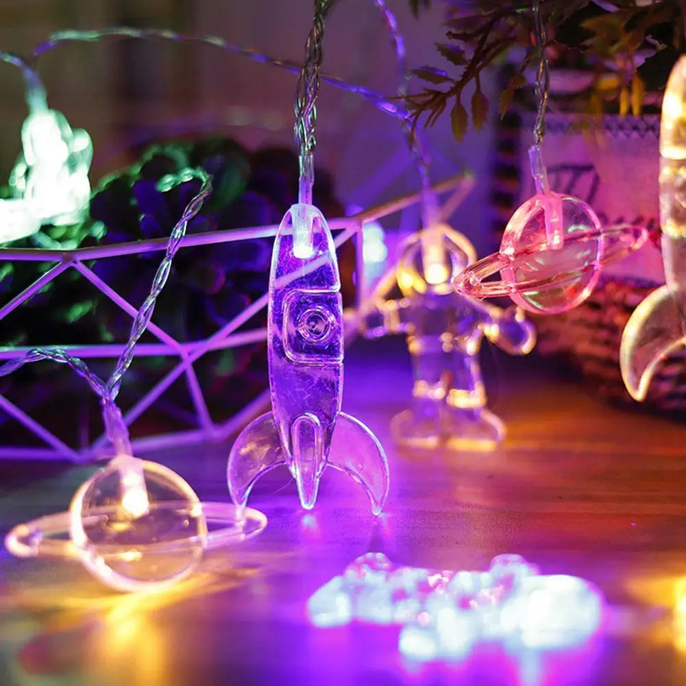 

LED String Light With Astronaut Spaceship Rocket Pendants Lights Bedroom Light Kids LED Party Decoration Holiday C0M3