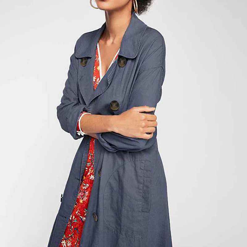 2019 Осенняя Женская Джинсовая длинная тренчкот модный дизайн женские Джинсы