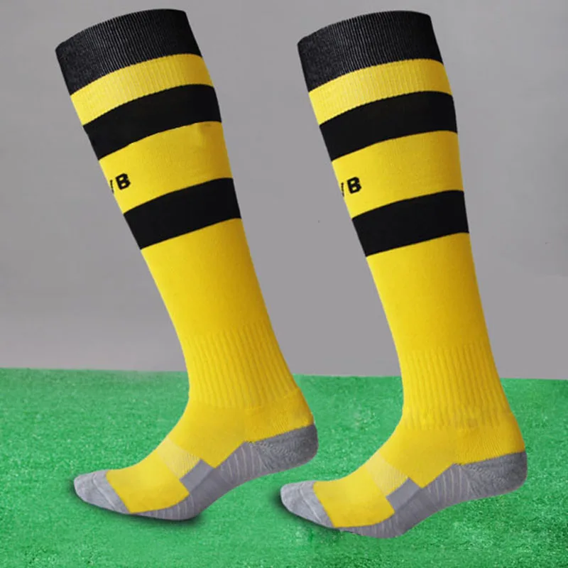 Yellow 02 Футбольные носки, футбольные толстые теплые профессиональные Командные носки Дортмунд, Гольфы с длинным шлейфом, спортивные носки для детей и взрослых - Цвет: Yellow 02