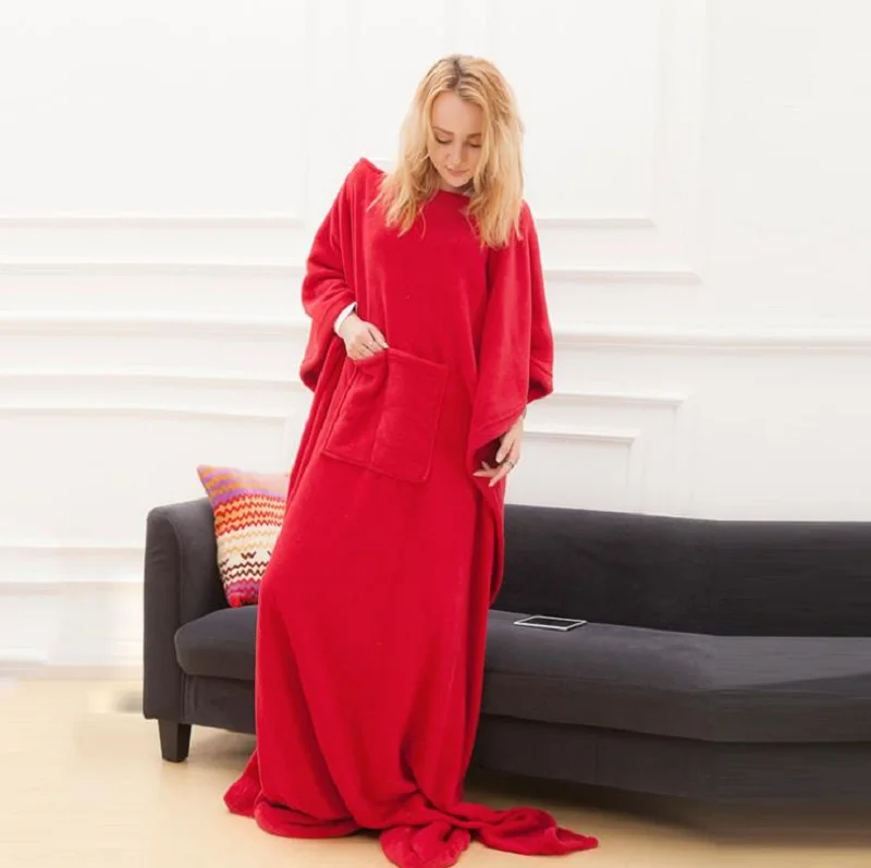 Зимнее одеяло с капюшоном и карманами теплая мягкая толстовка халат пуловер ТВ