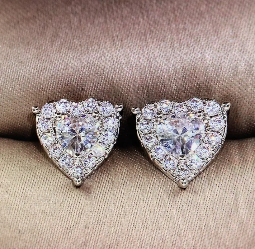 

Cubic Zirconia Heat Shape Women Drop Earrings Wedding Engagement Jewelry Shine Girl Fashion Earrings Hot DropShipping