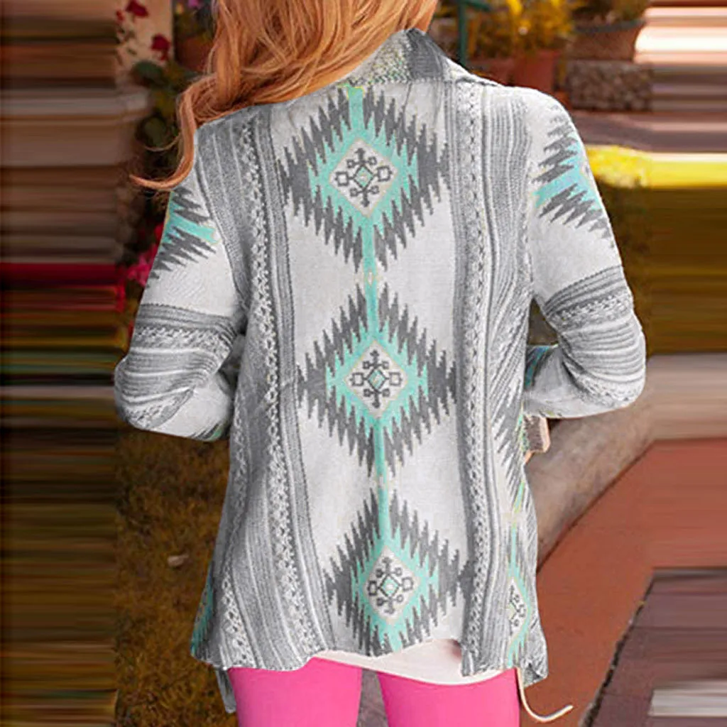 Женский Асимметричный вязаный кардиган свободный свитер с длинным рукавом и