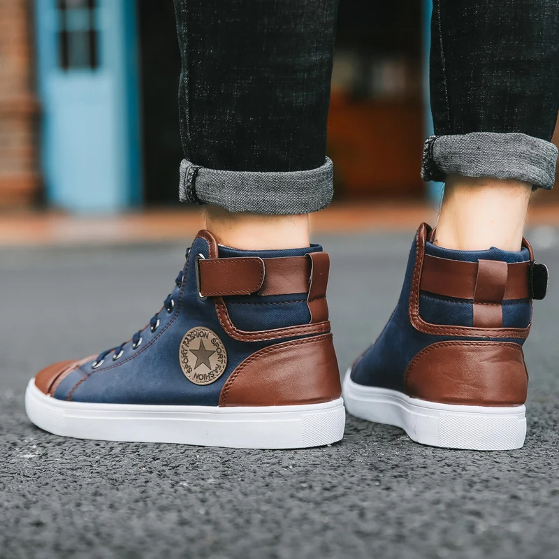 Модные кроссовки для мужчин Классическая Высокая обувь на шнуровке сезон