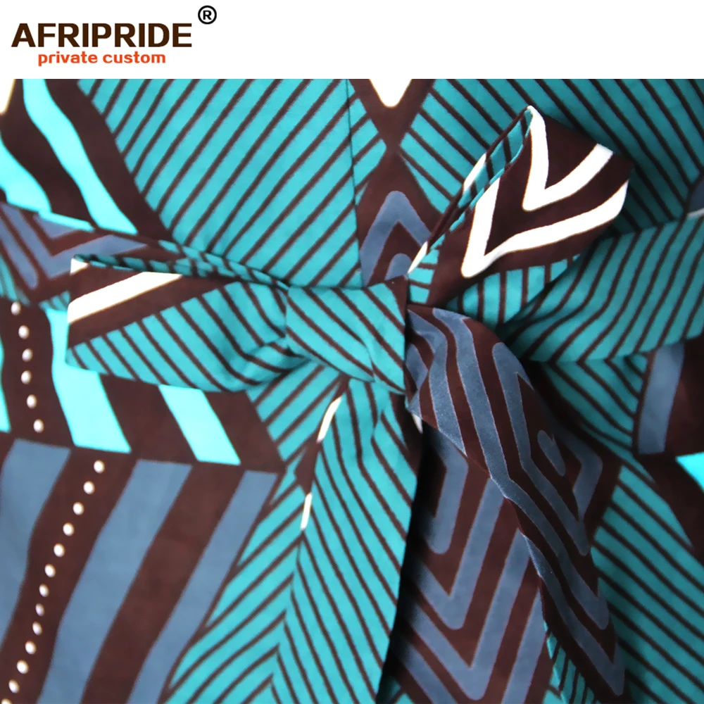 Африканская модная одежда для женщин, AFRIPRIDE топ с v-образным вырезом и принтом Дашики+ штаны длиной до щиколотки, костюмы из 2 предметов, S1926014