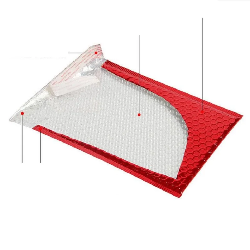 Ceny 50 Sztuk/paczka Czerwone Koperty Z Folii Aluminiowej Koperty Z Folią Bąbelkową Koperty Bąbelkowe