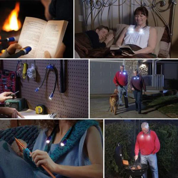LED Neck Light Flexible Handsfree Book Reading Lamp Night Flashlight Camping DC156 | Лампы и освещение