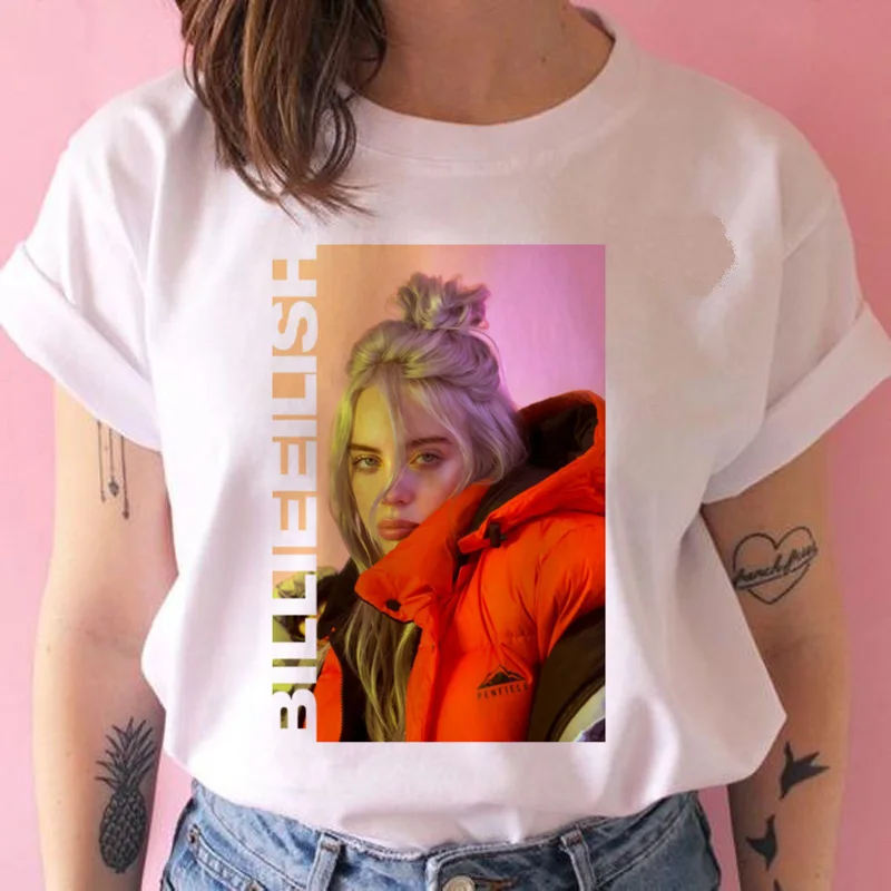 Billie eilish забавная футболка Женская harajuku Bad Guy футболка с изображением уличной kawaii 90s Хип Хоп Футболка короткий рукав Повседневная