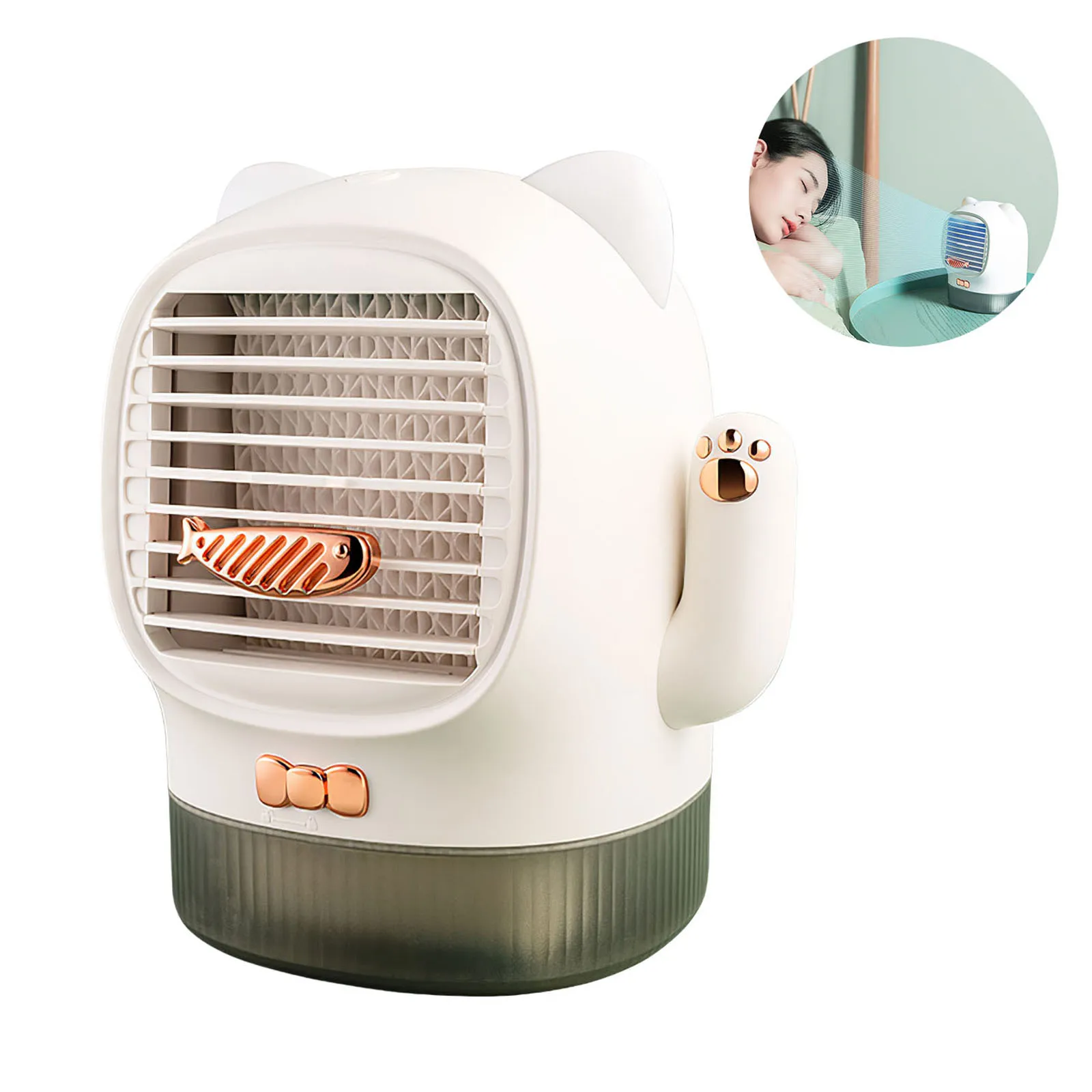 

Регулируемый вентилятор для кондиционирования воздуха 3 в 1, многофункциональный настольный USB-вентилятор для охлаждения Lucky Cat с УФ-бактери...