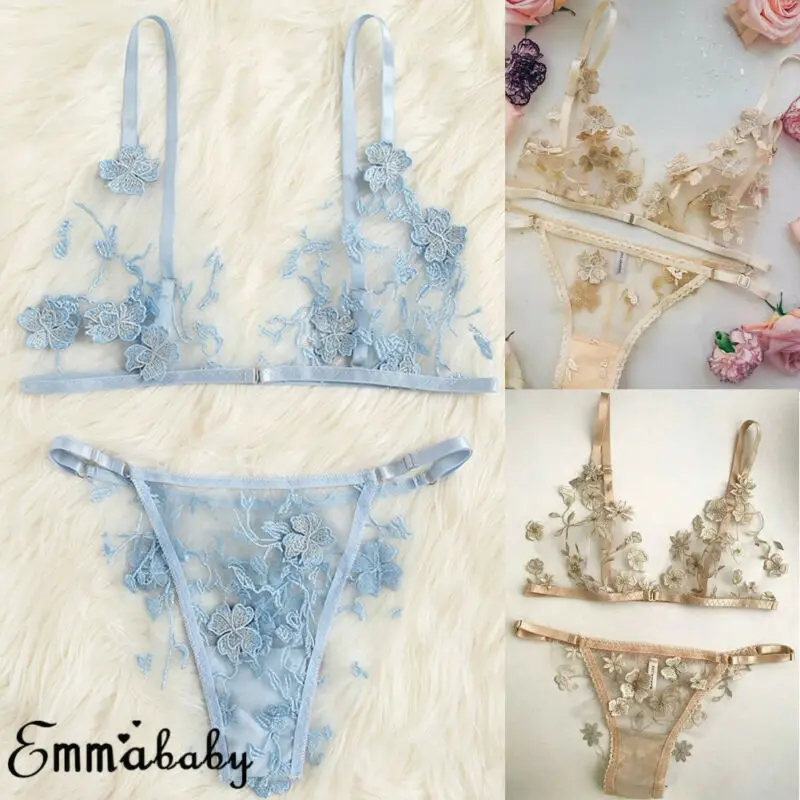 Сексуальный женский бюстгальтер короткие комплекты кружевной Цветочный